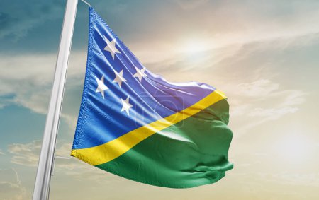 Foto de Solomon Islands waving flag against sky - Imagen libre de derechos