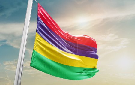 Photo for Mauritius waving flag against sky - Royalty Free Image