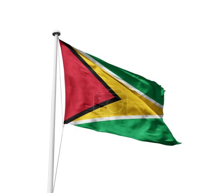 Téléchargez les photos : Drapeau du Guyana agitant sur fond blanc - en image libre de droit