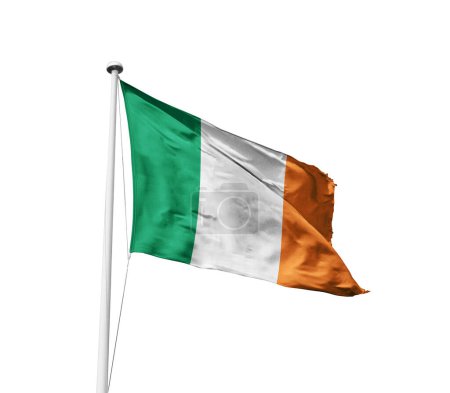 Foto de Irlanda ondeando bandera contra fondo blanco - Imagen libre de derechos