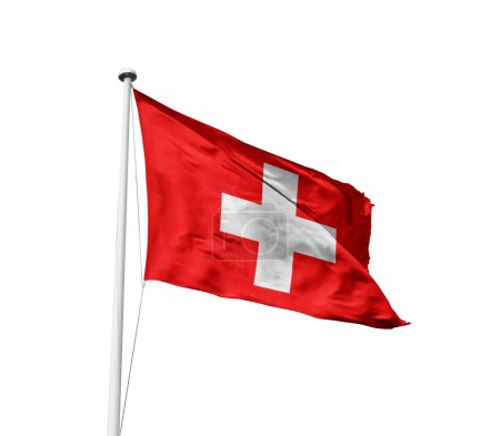 Foto de Suiza ondeando bandera contra fondo blanco - Imagen libre de derechos