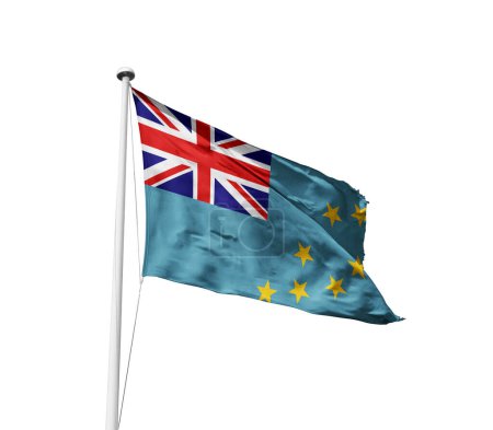 Tuvalu schwenkt Flagge vor weißem Hintergrund