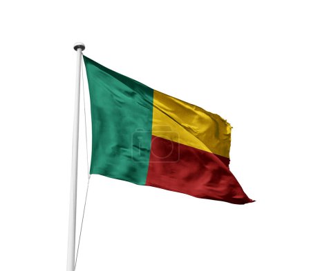 Téléchargez les photos : Drapeau du Bénin agitant sur fond blanc - en image libre de droit