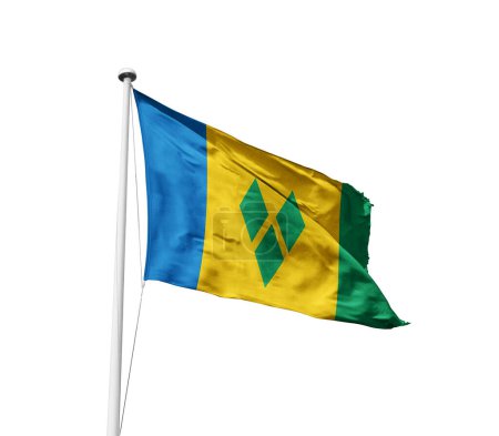 Saint Vincent and the Grenadines waving flag against white background