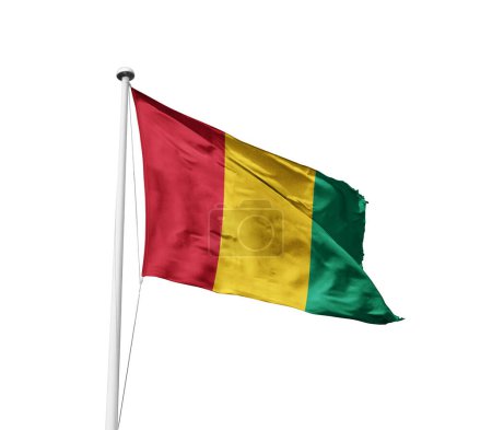 Guinea schwenkt Flagge vor weißem Hintergrund