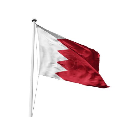 Bahrain schwenkt Flagge vor weißem Hintergrund