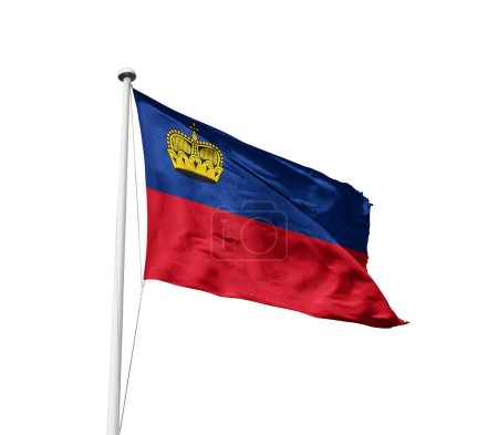 Liechtenstein waving flag against white background