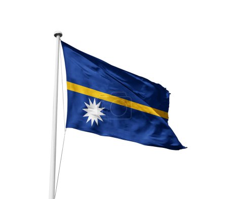 Nauru waving flag against white background