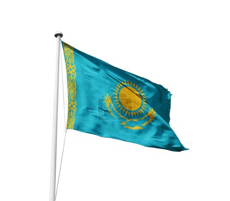 Foto de Kazajstán ondeando bandera contra fondo blanco - Imagen libre de derechos