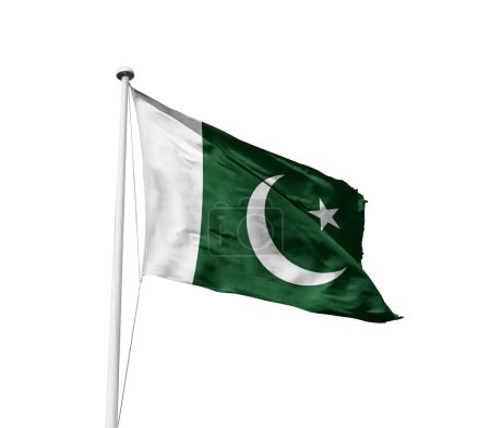 Téléchargez les photos : Drapeau du Pakistan agitant sur fond blanc - en image libre de droit