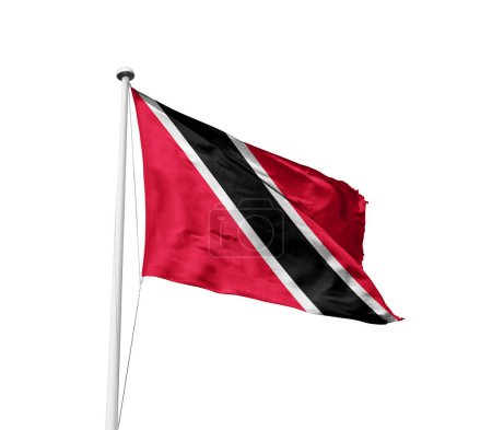 Trinidad y Tobago ondeando bandera contra fondo blanco