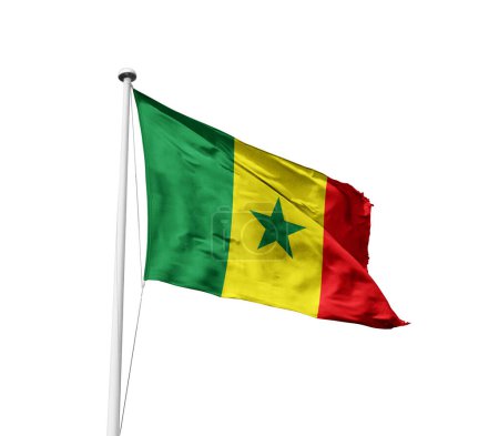 Senegal schwenkt Flagge vor weißem Hintergrund