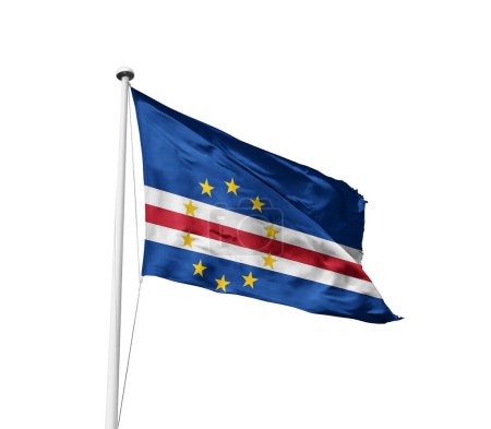 Cabo Verde waving flag against white background