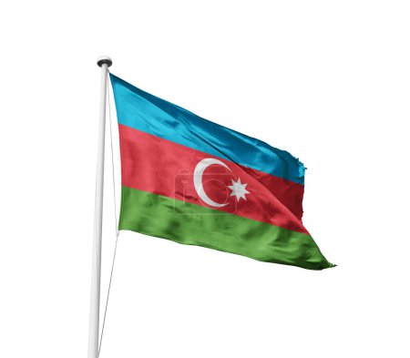 Foto de Azerbaiyán ondeando bandera contra fondo blanco - Imagen libre de derechos