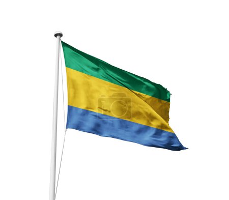 Drapeau du Gabon agitant sur fond blanc