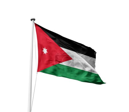 Téléchargez les photos : Drapeau de la Jordanie agitant sur fond blanc - en image libre de droit