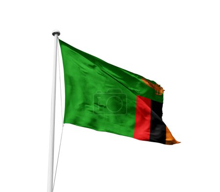 Téléchargez les photos : Drapeau de la Zambie agitant sur fond blanc - en image libre de droit