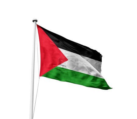 Palästina schwenkt Flagge vor weißem Hintergrund