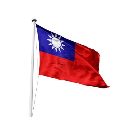 Foto de Taiwán ondeando bandera contra fondo blanco - Imagen libre de derechos