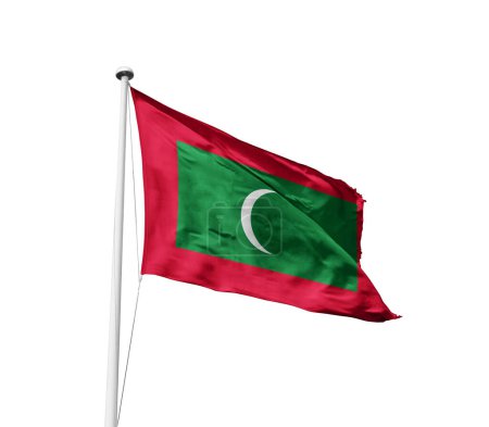 Maldivas ondeando bandera contra fondo blanco