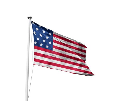 Foto de Estados Unidos ondeando bandera contra fondo blanco - Imagen libre de derechos