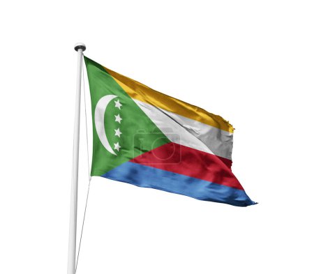 Comoras ondeando bandera contra fondo blanco