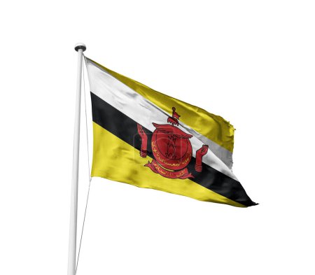 Brunei waving flag against white background