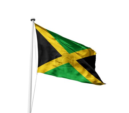 Téléchargez les photos : Drapeau de la Jamaïque agitant sur fond blanc - en image libre de droit