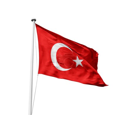 Türkei schwenkt Flagge vor weißem Hintergrund