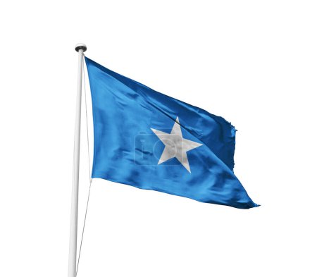 Somalia schwenkt Flagge vor weißem Hintergrund