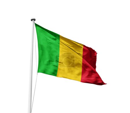 Foto de Malí ondeando bandera contra el cielo azul con nubes - Imagen libre de derechos