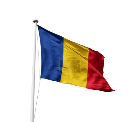 Foto de Rumania ondeando bandera contra fondo blanco - Imagen libre de derechos