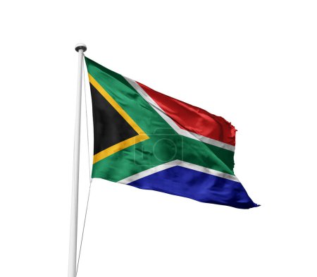 Foto de Sudáfrica ondeando bandera contra fondo blanco - Imagen libre de derechos