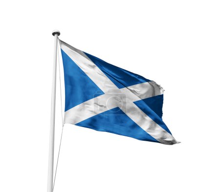 Foto de Escocia ondeando bandera contra fondo blanco - Imagen libre de derechos
