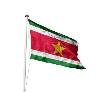 Suriname waving flag against white background
