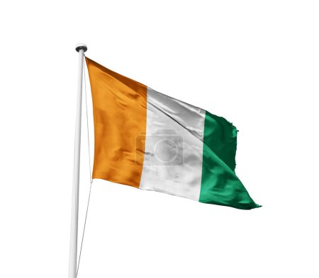 Téléchargez les photos : Côte d'Ivoire Drapeau flottant sur fond blanc - en image libre de droit