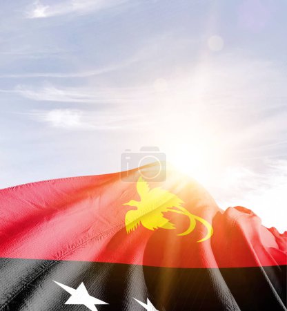 Foto de Papua Nueva Guinea ondeando bandera contra fondo blanco - Imagen libre de derechos