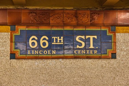 Photo for Image of New York City subway mosaic signage 66th Street Lincoln Center - Royalty Free Image