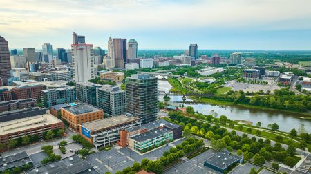 Photo for Image of Columbus Ohio wide view of city at dawn aerial - Royalty Free Image