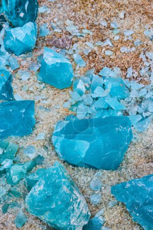 Photo for Image of Large shards and boulders of turquoise blue glass background asset - Royalty Free Image