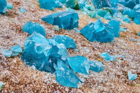 Photo for Image of Sea of broken glass with gorgeous turquoise blue shards - Royalty Free Image
