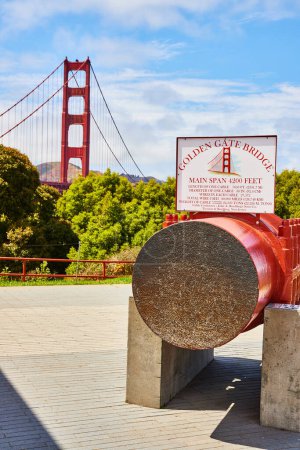 Photo for Image of Cross section of Golden Gate Bridge cable on bright summer day with bridge in background - Royalty Free Image