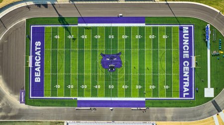 Photo for Image of Aerial above Bearcats football field for Muncie Central High School on sunny summer day, IN - Royalty Free Image