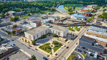 Photo for Image of Delaware County Court Administration courthouse aerial of Muncie city, IN on sunny summer day - Royalty Free Image