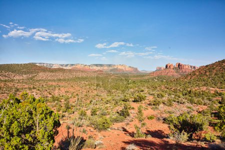 Photo for Daytime panorama of Sedonas red rock formations and desert vegetation, Arizona, 2016 - Royalty Free Image
