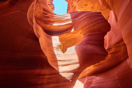 Photo for Breathtaking view of Antelope Canyons red-orange rock formations in Arizona, showcasing natures artistry through erosion and time, 2016 - Royalty Free Image
