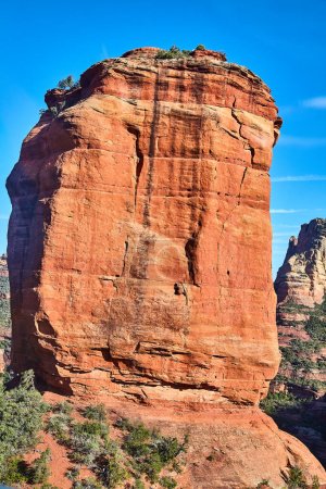 Photo for Majestic Red Rock Formation in Arizona Desert under Clear Blue Sky, Aerial View from Helicopter, Sedona 2016 - Royalty Free Image