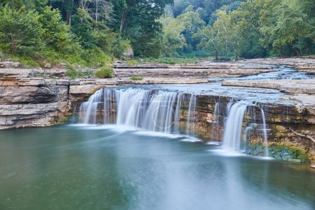 Serene Waterfall at Cataract Falls, Indiana in 2017, showcasing Natural Beauty and Tranquillity