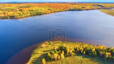 Aerial Autumn Splendor over Michigan Lake, Captured by DJI Phantom 4 Drone in 2017