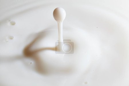 Téléchargez les photos : Capture macro à grande vitesse d'une gouttelette de lait créant une éclaboussure dynamique symbolisant fraîcheur et pureté, prise à Fort Wayne, Indiana, 2017. - en image libre de droit